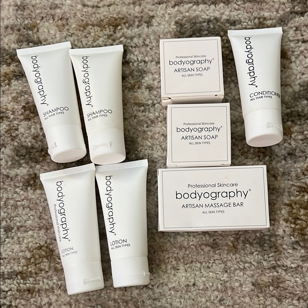 NEW Lot Of 8 Bodyography Professional Skincare Luxury Travel Bath Amenities